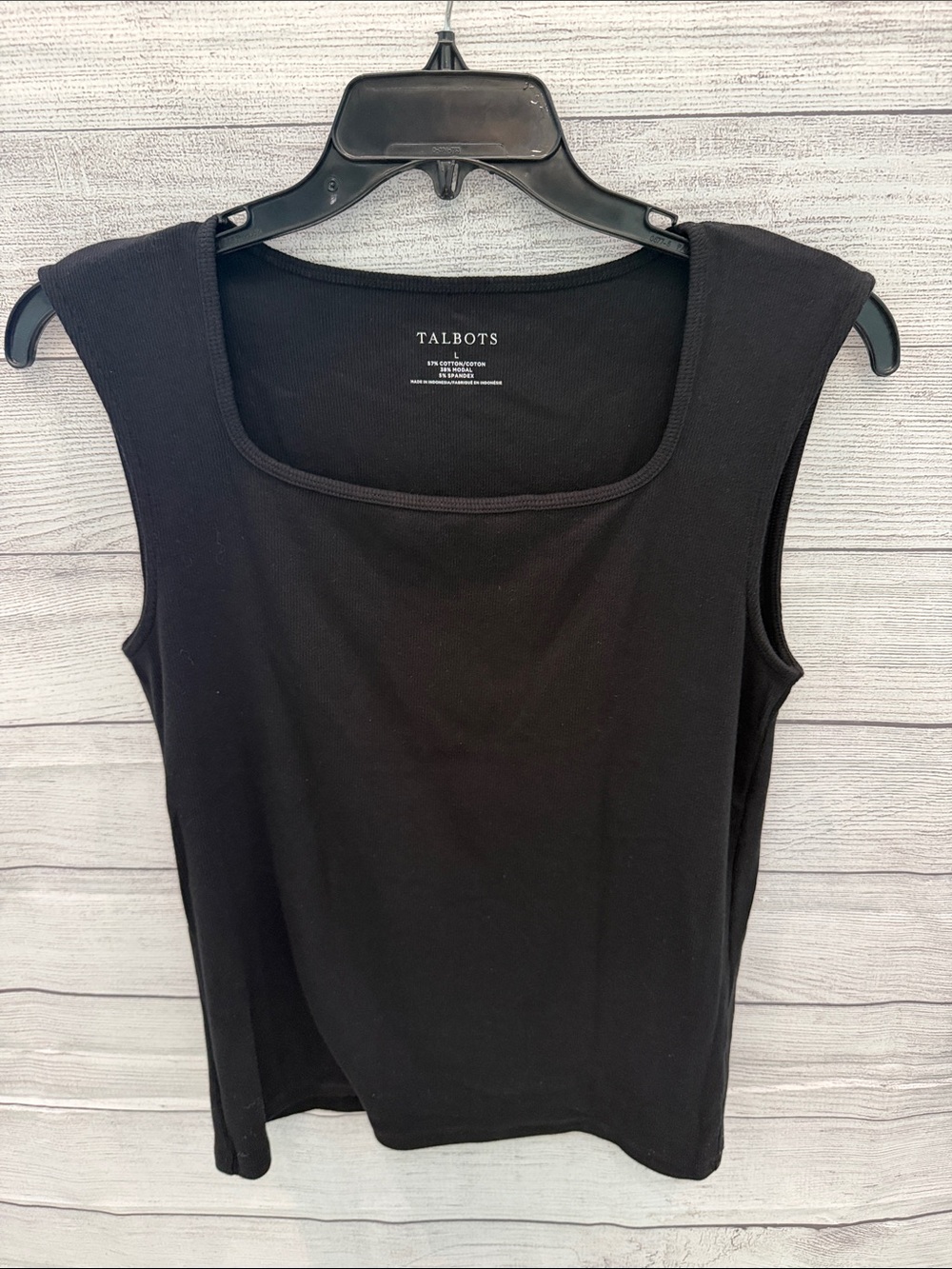 Talbots Black Square Neck Sleeveless Tank Top